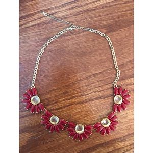 Red and clear gemstone statement necklace